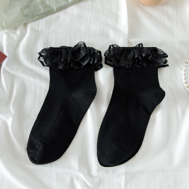 lace trim crew socks