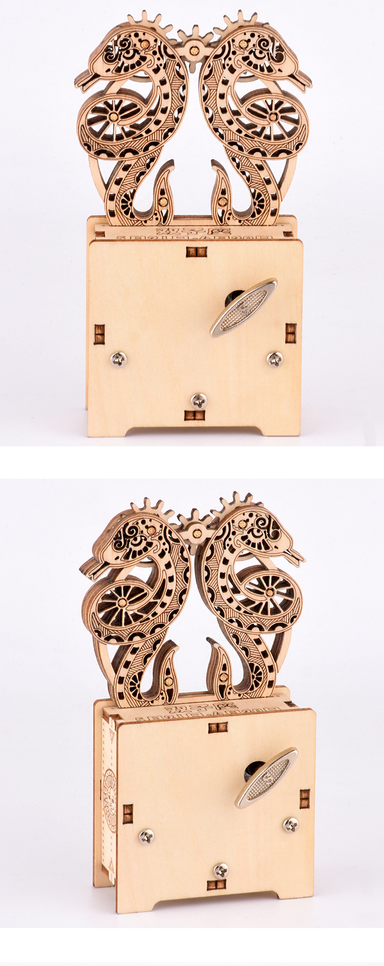 Kids Toys Wooden Music Box Diy 3d Puzzle Gemini Music Box Model Kits