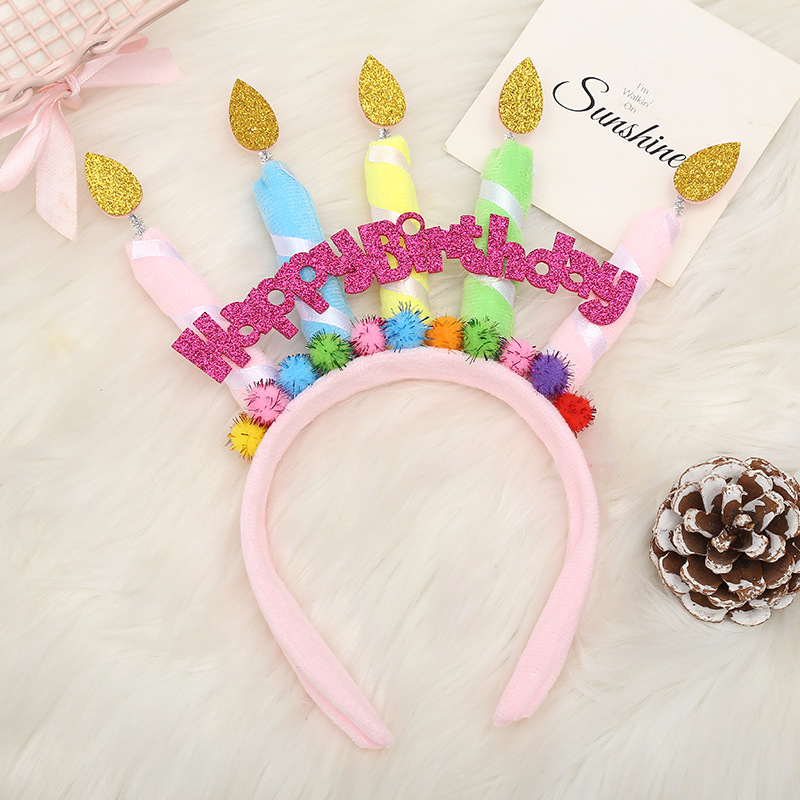 Cute Children's Birthday Candle Cake Headband, Happy Birthday Alphabet