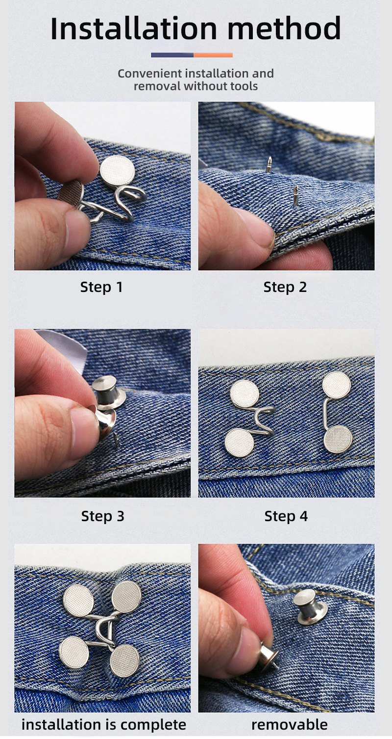 Waist Buttons Detachable No sewing Hooks Adjustable Jean - Temu
