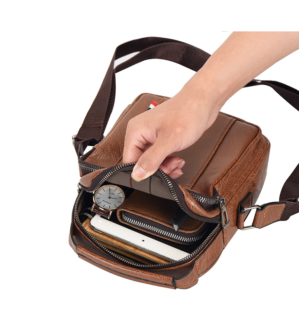  YumSur Mens Shoulder Bag, Leather Messenger Handbag