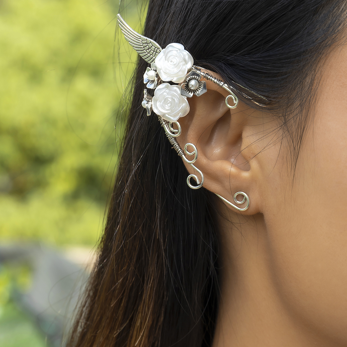 1pc New Arrival Vintage Hollow Out Flower & Leaf Design Ear Cuff Trendy  Earring