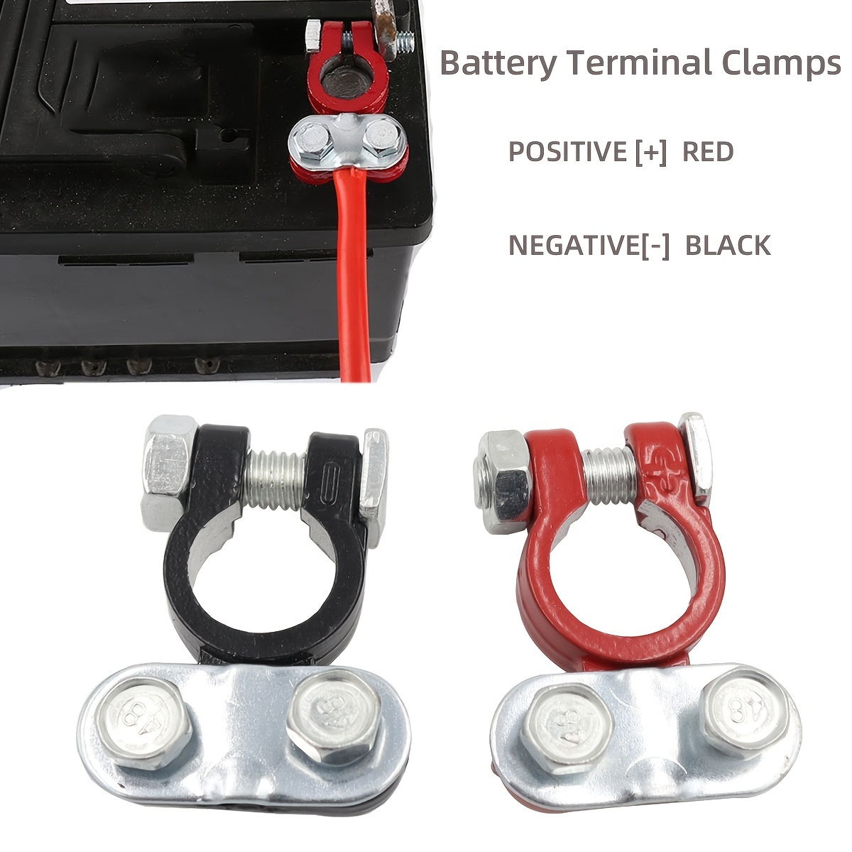 1Set Terminales De Bateria De Calibre 0GA-8GA Con Positive Negative Battery  Clip