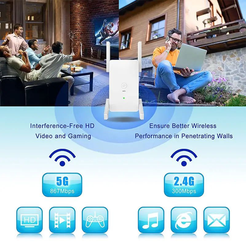1pc wifi extender wifi booster repeater covers up to 8200 sq ft 1200mbps dual band internet booster 5g 2 4g wifi extenders signal booster for home internet extender wifi booster 4 external antennas details 3