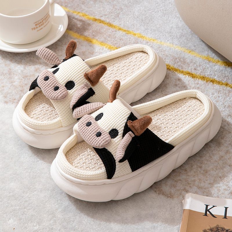 Cartoon Graphic Plush Slippers, Women's Cute Cow Soft Warm Home Cozy Slides  Shoes - Temu