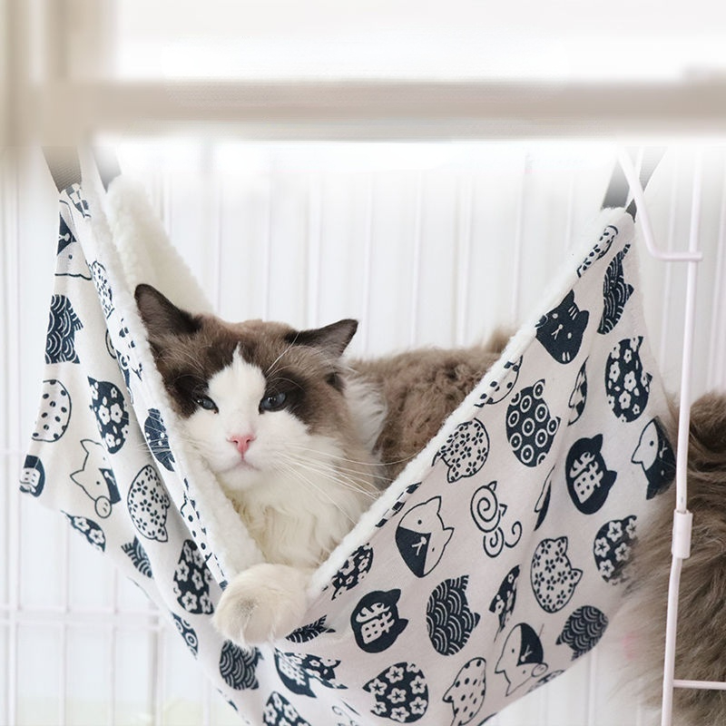 Letto sospeso invernale caldo, coperta stampata con gatto, amaca con gabbia  per gatti, forniture per animali domestici per cani e gatti