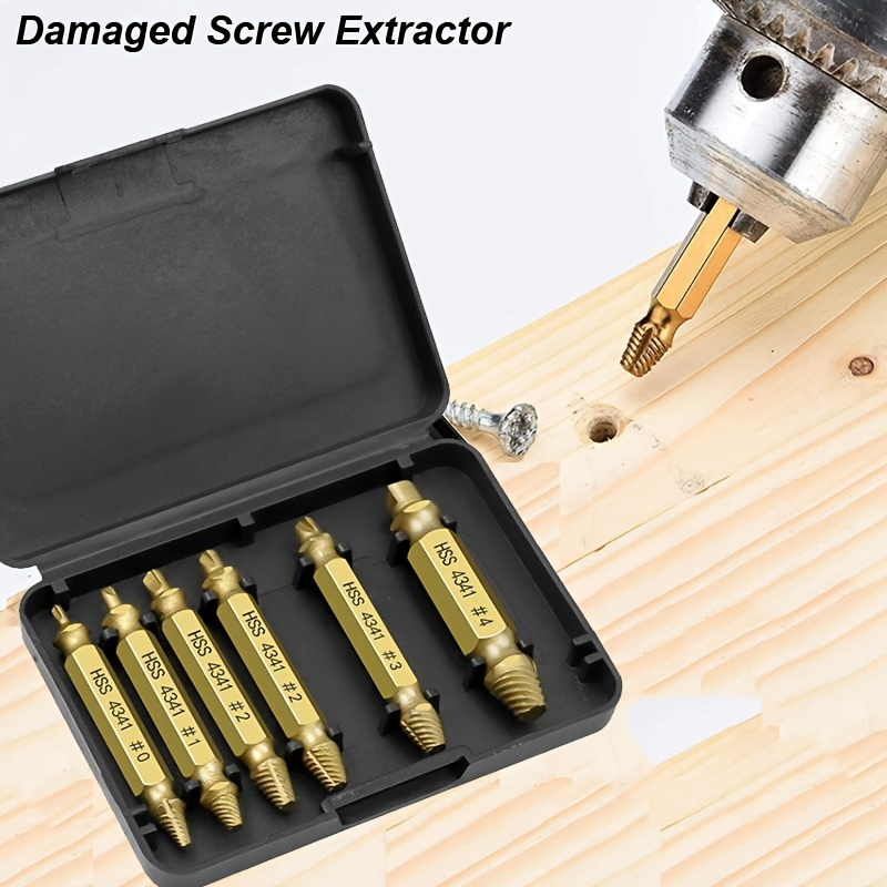 GetUSCart- Damaged Screw Extractor Set, HSS 4341, Upgrade 4 PCS Bolt  Extractor Kit, Easily Remove Stripped and Broken Screws