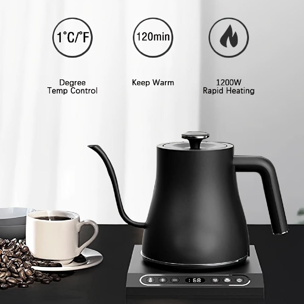 Anfilank Electric Gooseneck Kettle, 1L 1500W Fast Boil, 100% Stainless  Steel BPA Free Pour-Over Coffee & Tea Kettle, Water Boiler with Auto Shut 