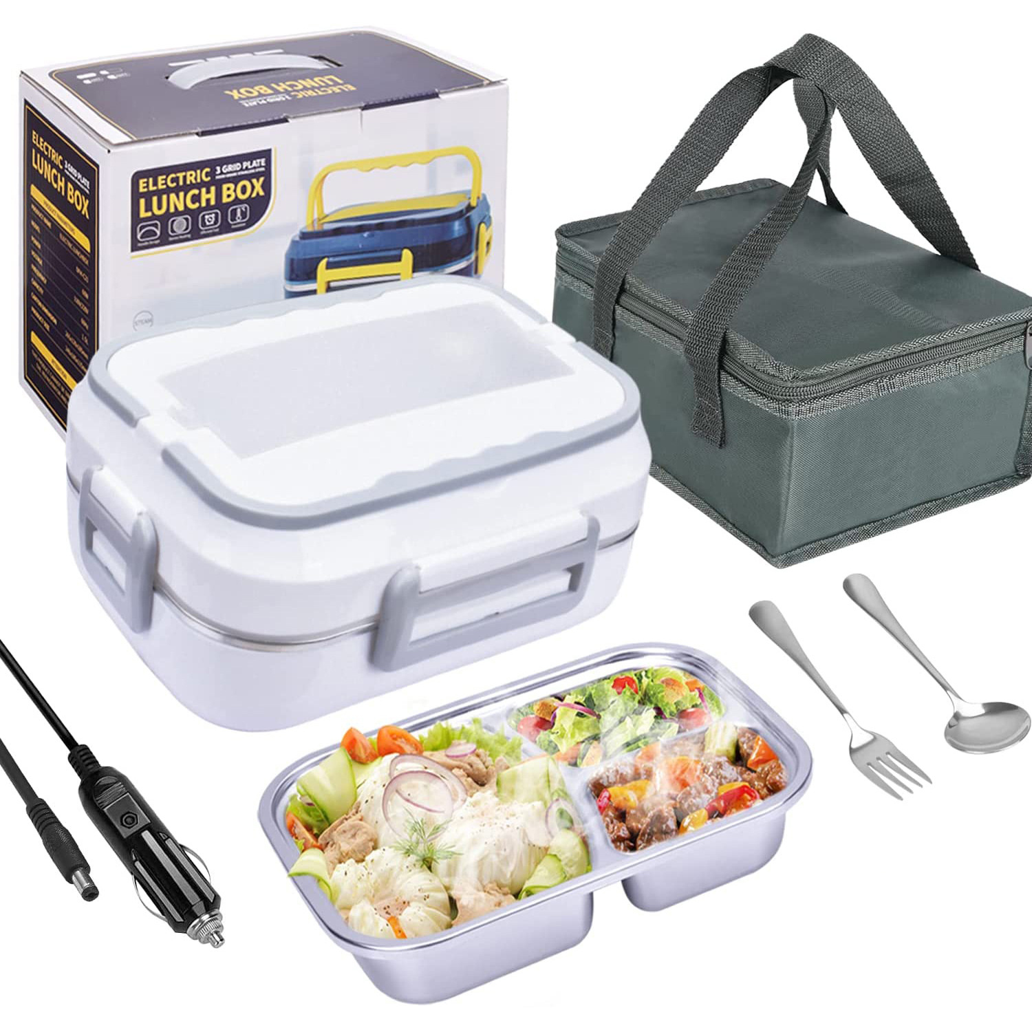 110v + 12 / 24v Dual Plug In Electric Lunch Box Food Warmer - Temu