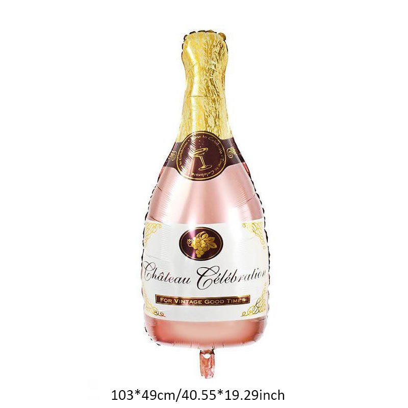 Bouteille de Champagne en or Rose Ballon en feuille d'hélium et Glas  pour