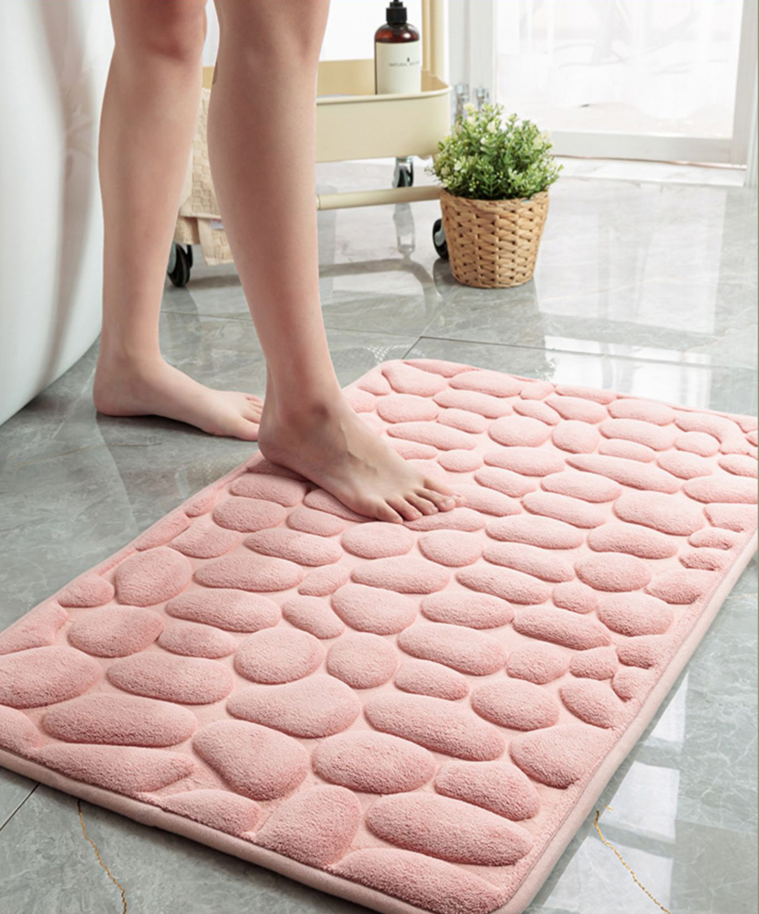 Tappeti Zerbini Bagno Velluto Corallo Pavimento Goffrato Pietra Memory Foam  Ricamato Ispessimento Assorbente Da 17,66 €