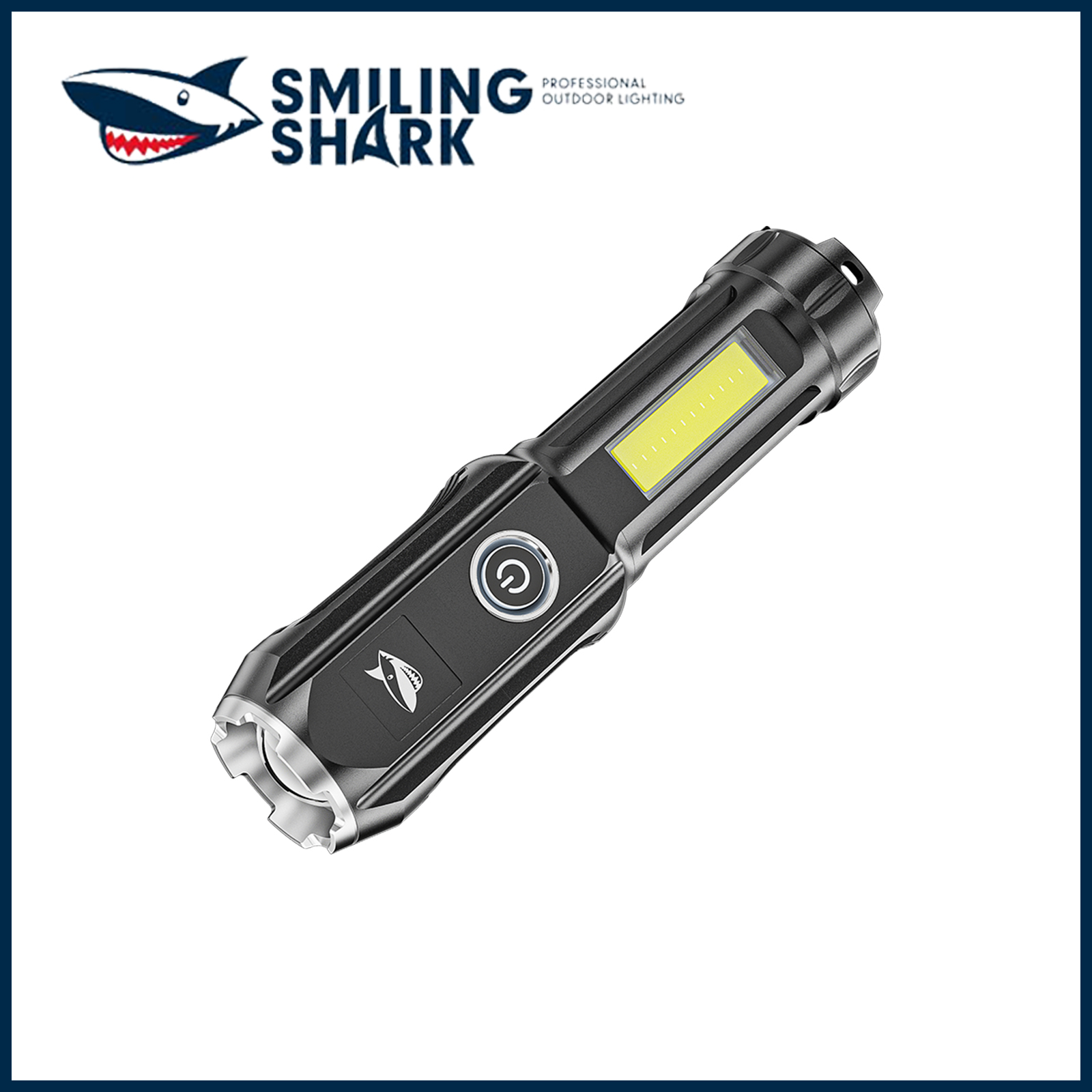 Smiling Shark Led Flashlight - Zoomable, Waterproof, Adjustable