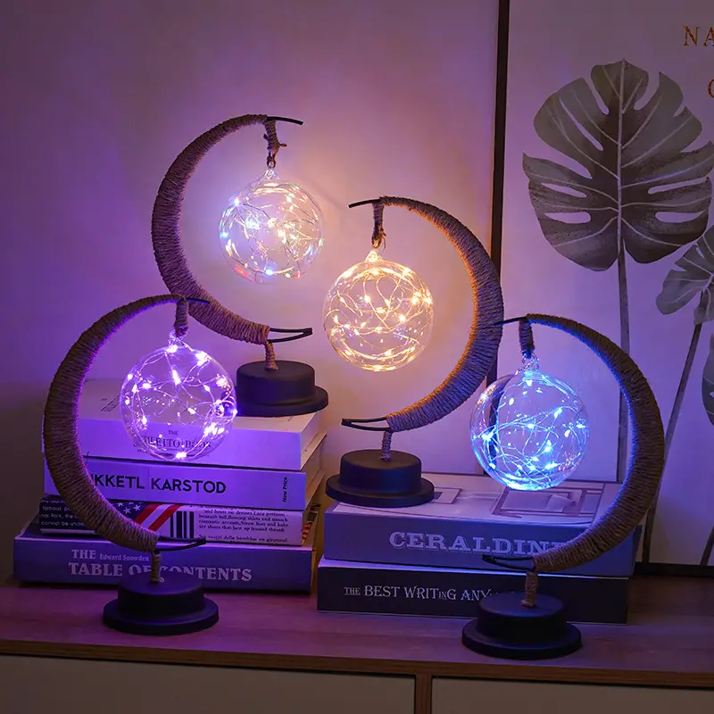 led ball lamp wrought iron moon lamp bar desk lamp decorative lamp bedroom decorative modeling lamp battery not included details 13