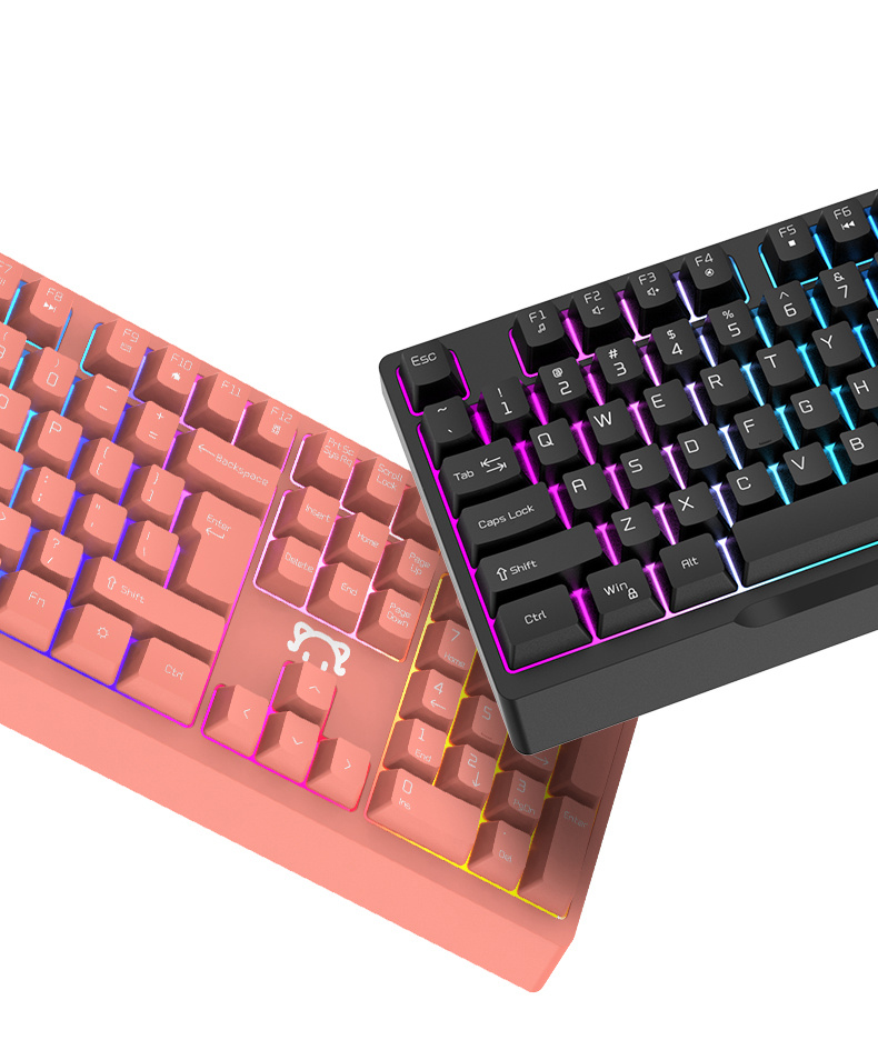 Stk090 Wired Keyboard Keyboard Mixed Light Keyboard Girl Temu Australia