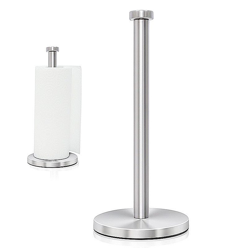 Paper Towel Holder Countertop, Stainless Steel Standing Paper Towel Roll  Holder for Kitchen Bathroom, with Weighted Base Suction Cups for One-Handed  Operation(Silver) 