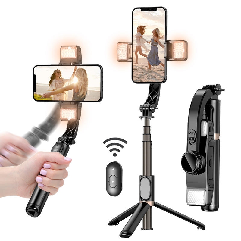 Estabilizador de cardán KlackQ18, palo Selfie con luz de relleno