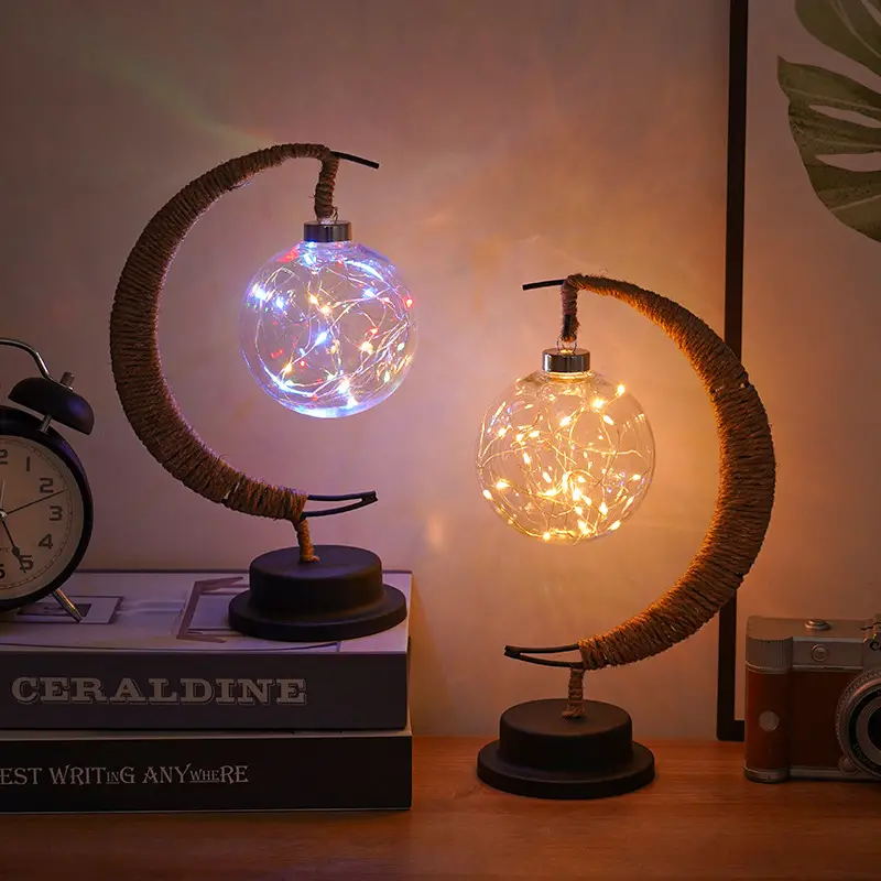 led ball lamp wrought iron moon lamp bar desk lamp decorative lamp bedroom decorative modeling lamp battery not included details 12