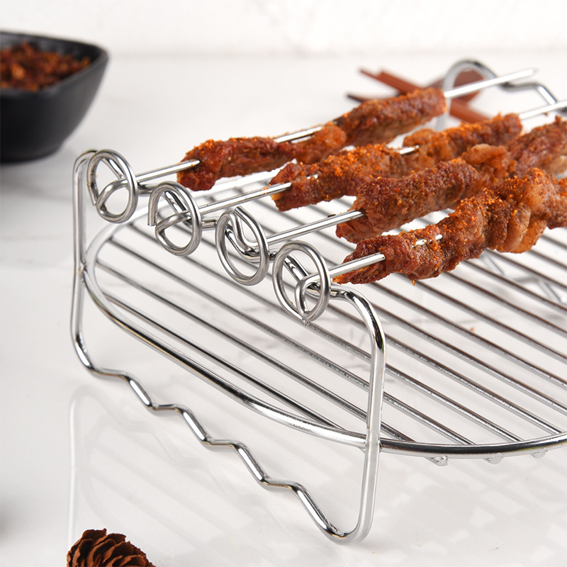 Stainless Steel Air Fryer Accessories with 4 Barbecue Sticks Set