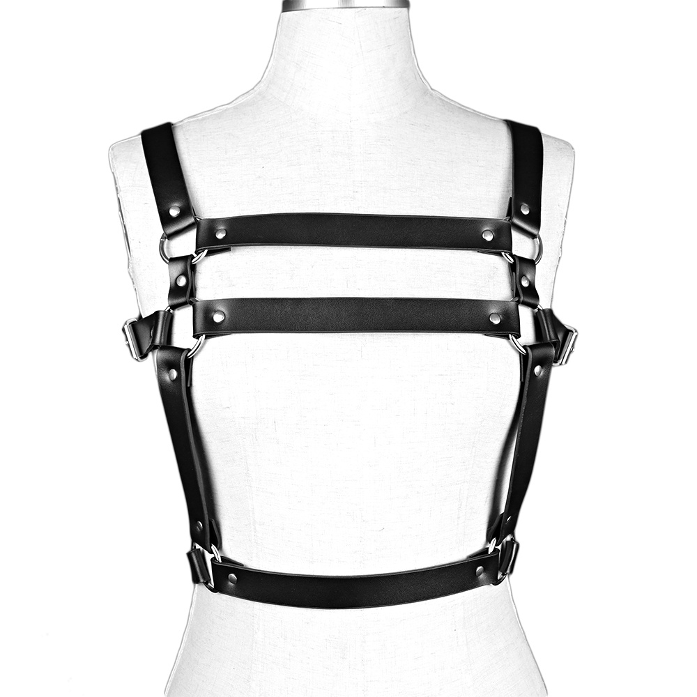 Black Pu Leather Harness Women's Body Harness Chest Sword Temu