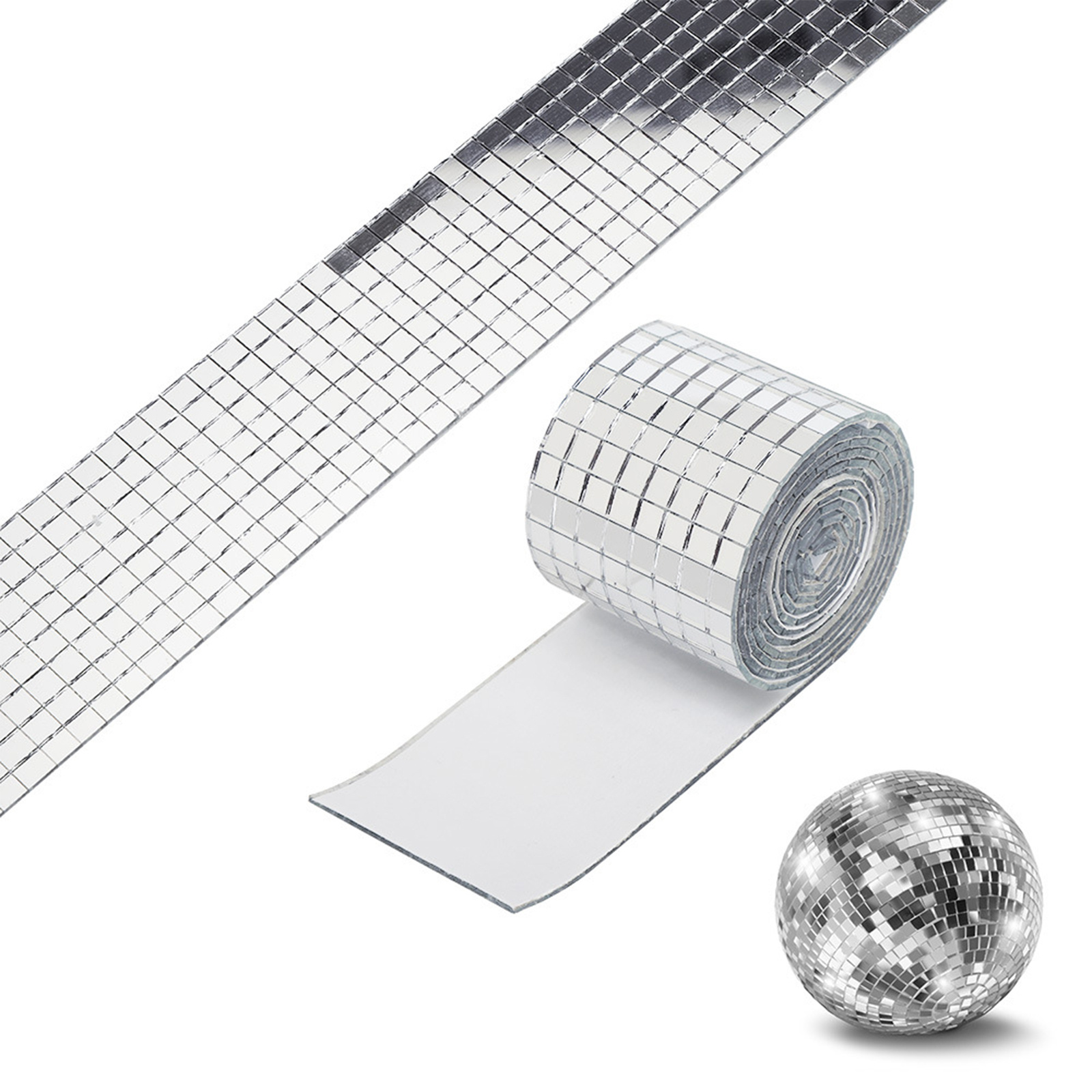 250PCS of 3/4'' Glass Mirror Roll Tiles for Crafts, 2CM Mini Square Glass  Mirror Tiles Self Adhesive Mirror Strips for Wall (2.5 Meters, Silver