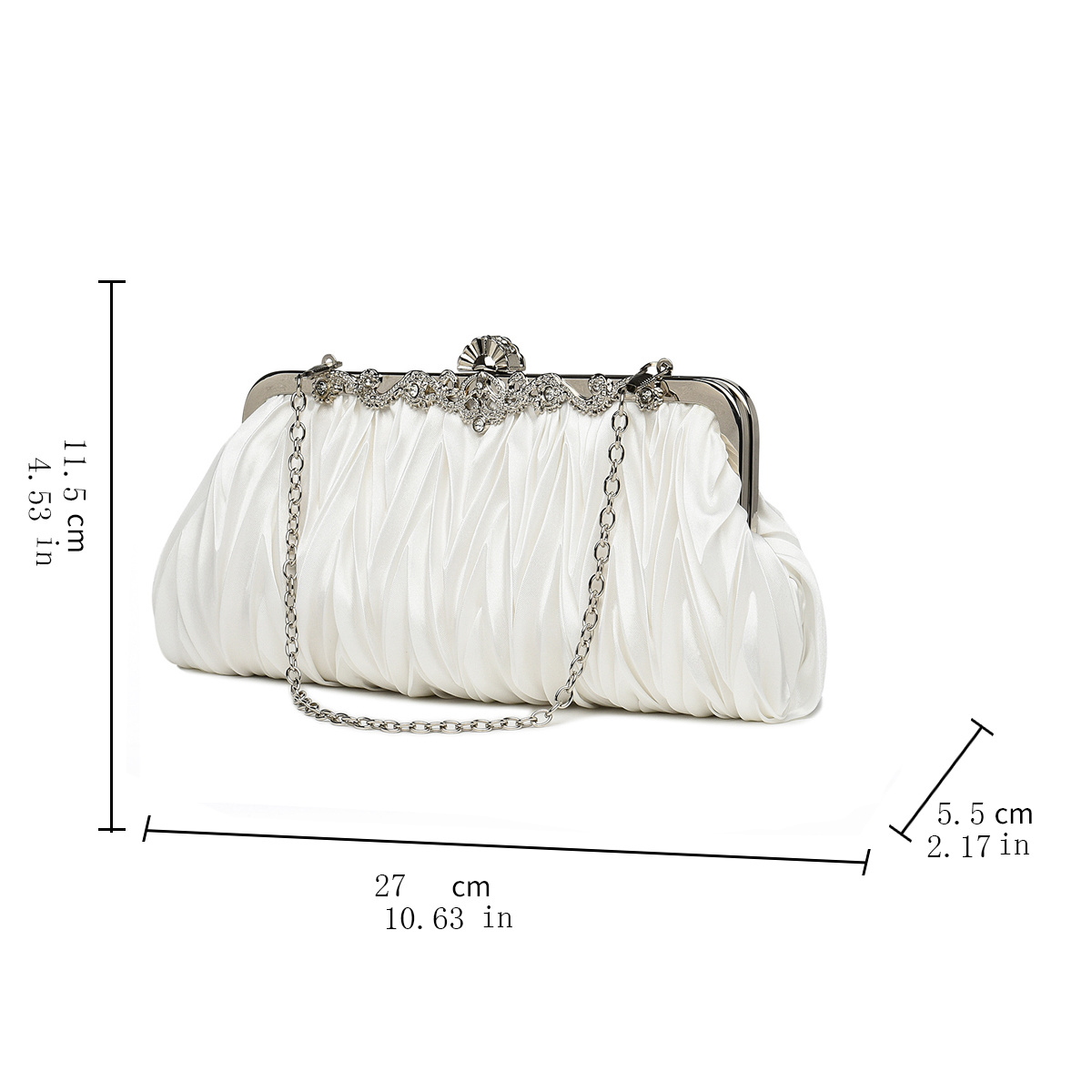 Rhinestone Decor Ruched Square Bag, Women's Buckle Clutch Purse, Chain Hand  Bag For Party - Temu