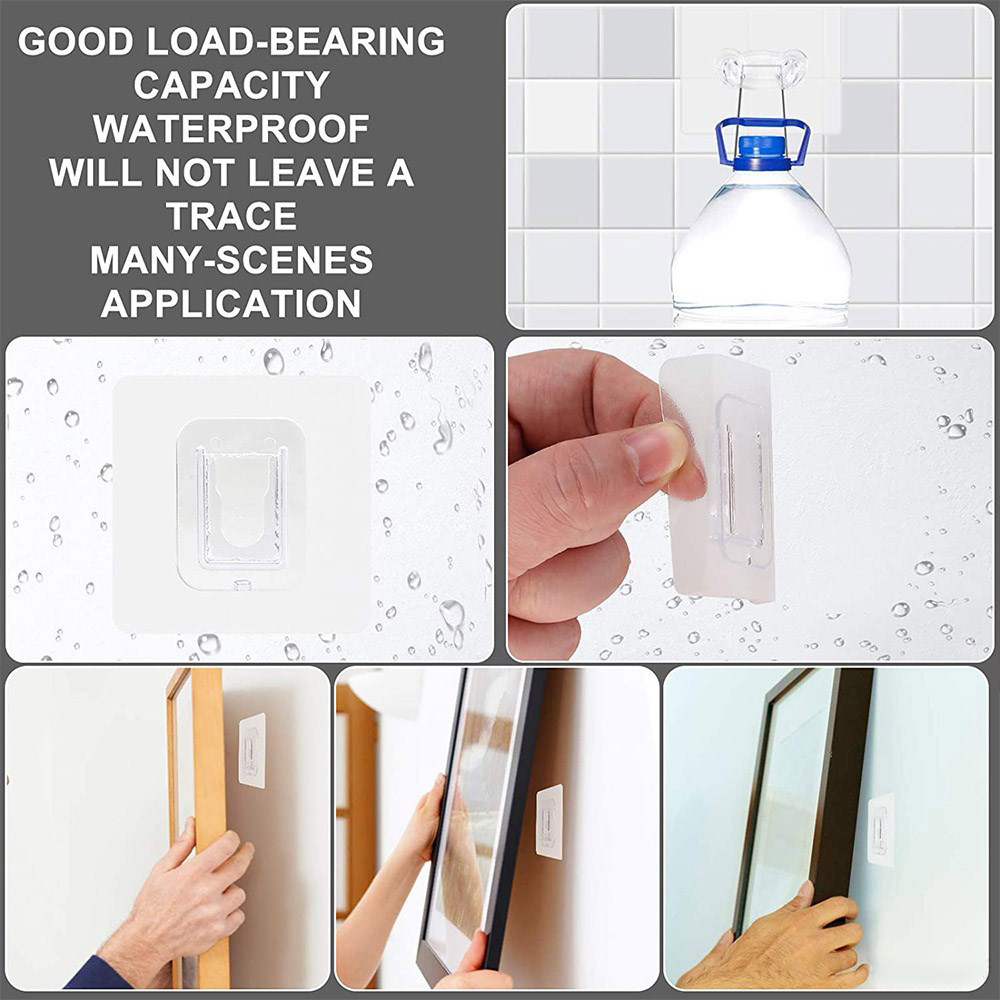 KMBCAM Double-Sided Adhesive Wall Hooks - Waterproof Transparent