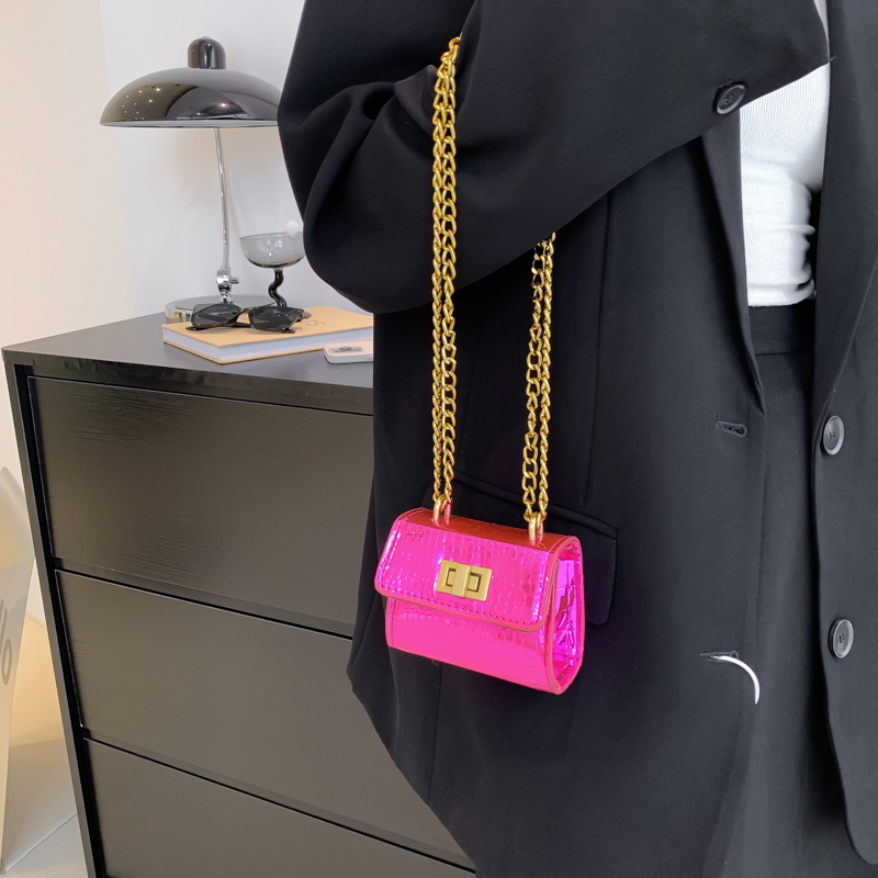 Mini Embossed Square Bag Turn-lock Hot Pink Flap Fashion
