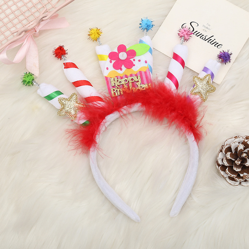 Cute Children's Birthday Candle Cake Headband, Happy Birthday Alphabet ...