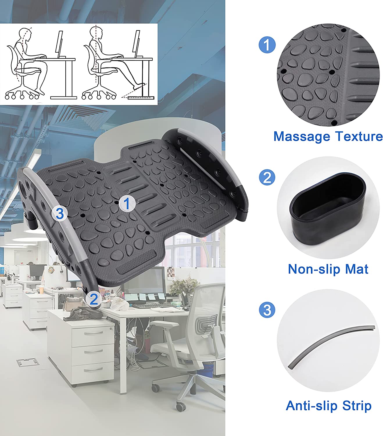 Rolling Foot Rest For Under Desk At Work Scrollable - Temu