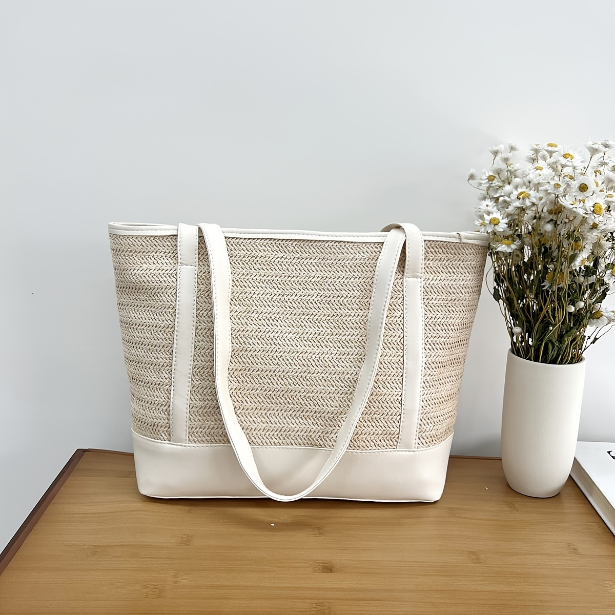 

Sac fourre-tout tendance de grande capacité, sac à main de style vacances pour femmes pour la plage, sac à bandoulière décontracté