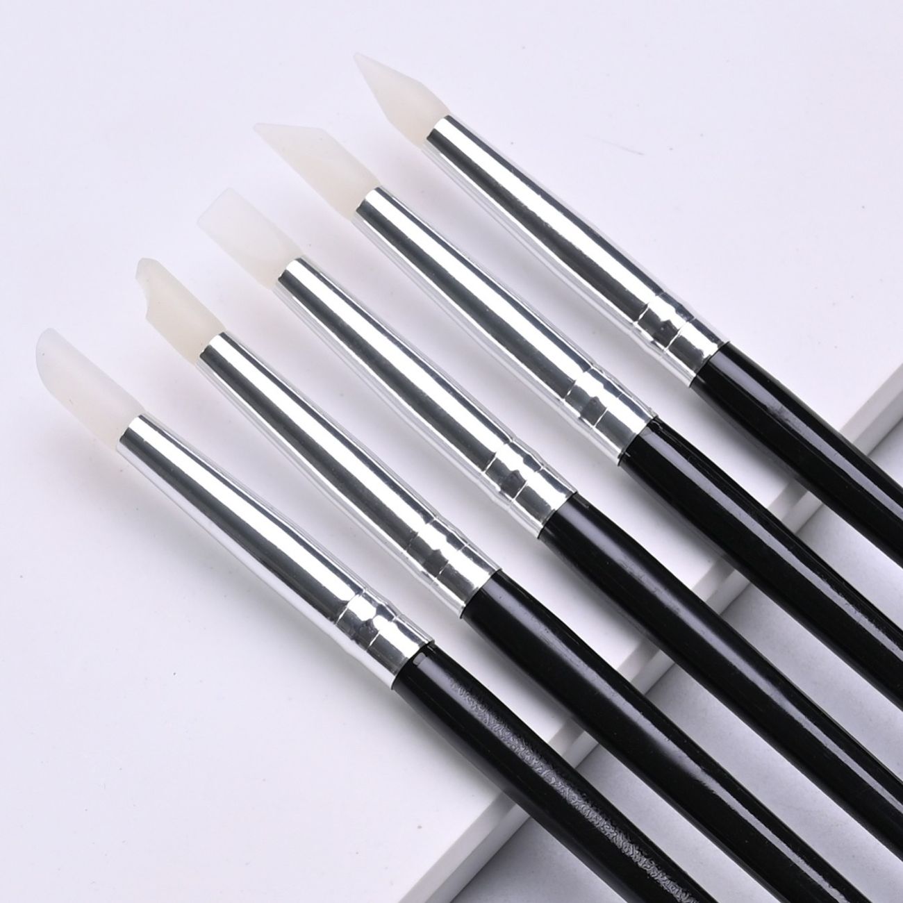 Nail Art Brush Set 5 Pcs Silicone Nail Art Hollow Engraving Embossing Pen  Clay Soft Pottery Tools For Salon Home Diy | Shop The Latest Trends | Temu
