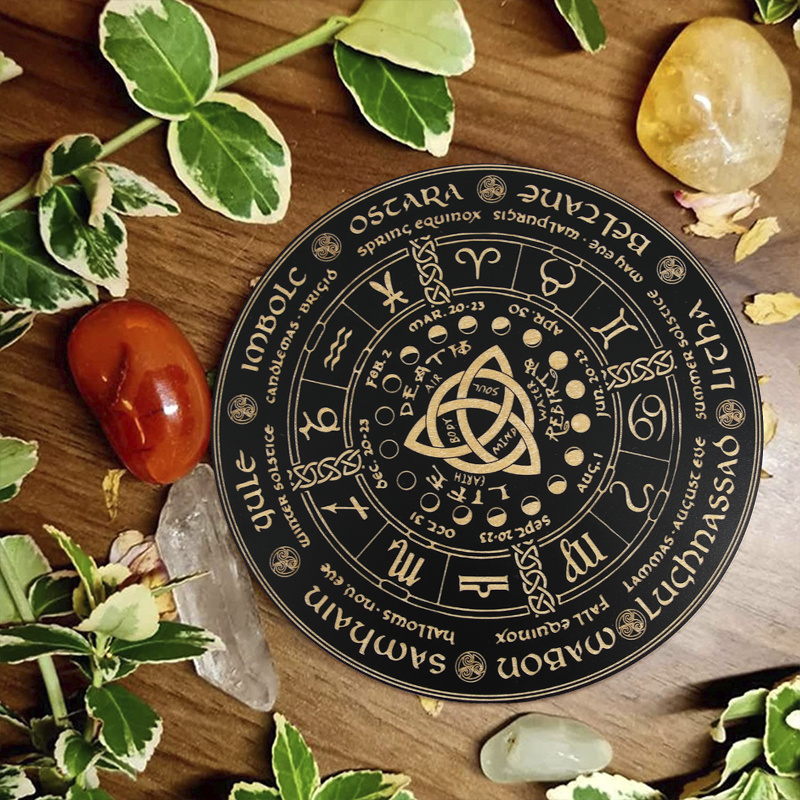 AHANDMAKER 7.8" Witch Star Pendulum Board, Wooden Dowsing Planchette With Rose Quartz Crystal Dowsing Pendulums Witchcraft Divination Tools For Spirit