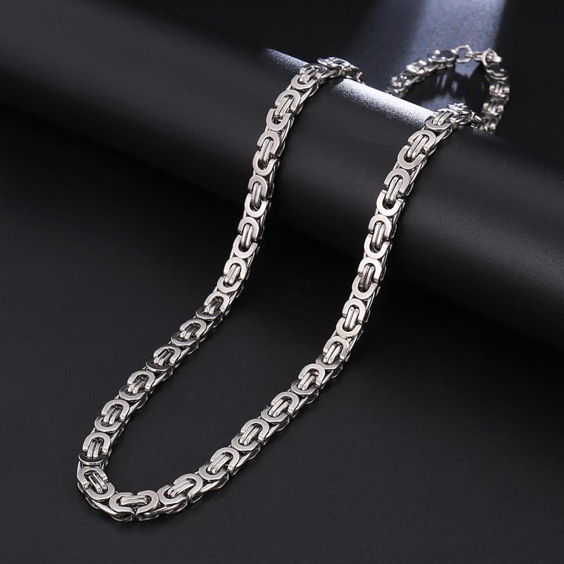 Byzantine Flat Necklaces Stainless Steel Link Chain For Men Gifts Jewelry