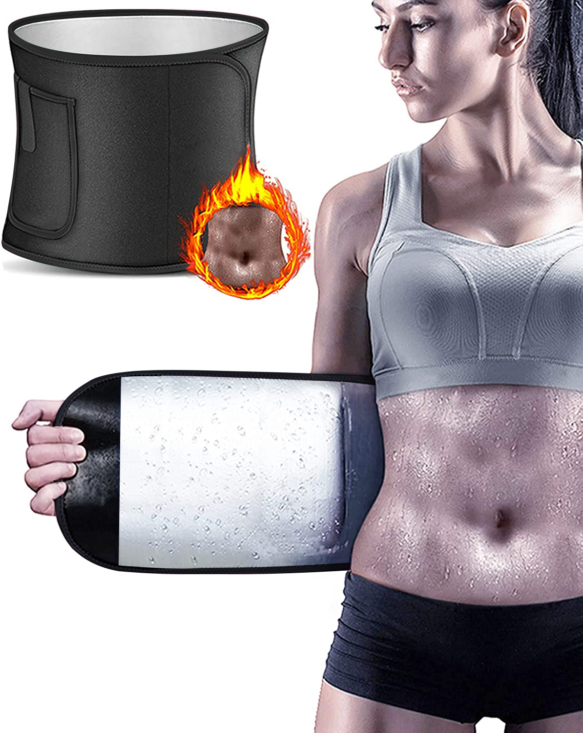 Men Women Waist Trimmer Belt Sweat Wrap Tummy Stomach For Weight Loss Fat  Burner