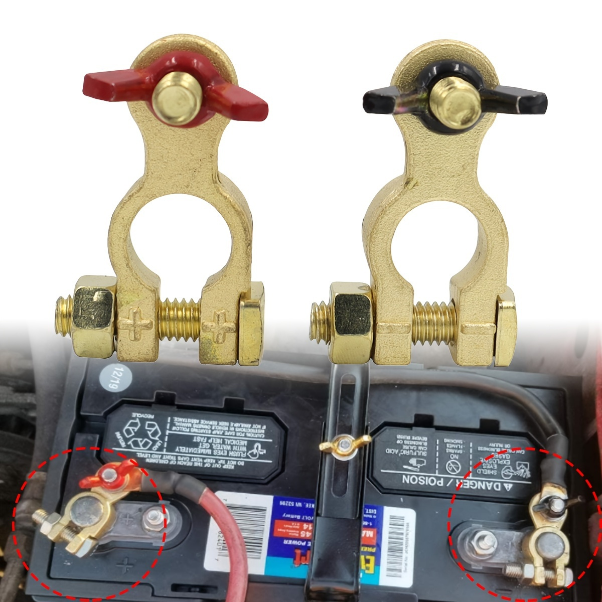 Battery clamp Galvanized Brass - Battery Accessories - MTO Nautica