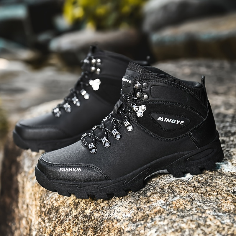 Men's Lace Up Fleece Pu Hiking Boots For Outdoor  Free Shipping For New Users  Temu