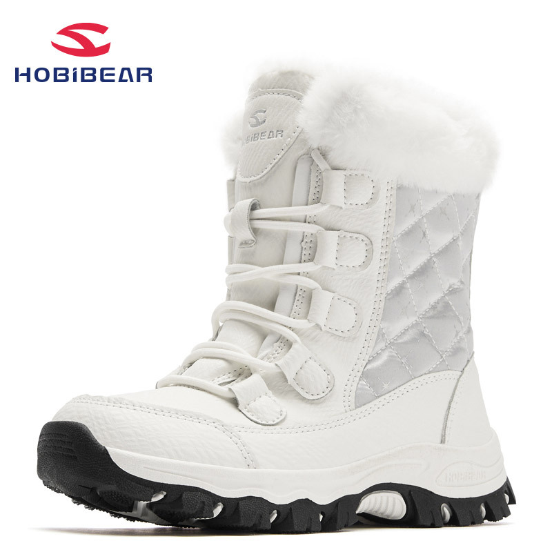 HOBIBEAR Kids Winter Snow Boots Waterproof Outdoor Warm Faux Fur Lined Shoes