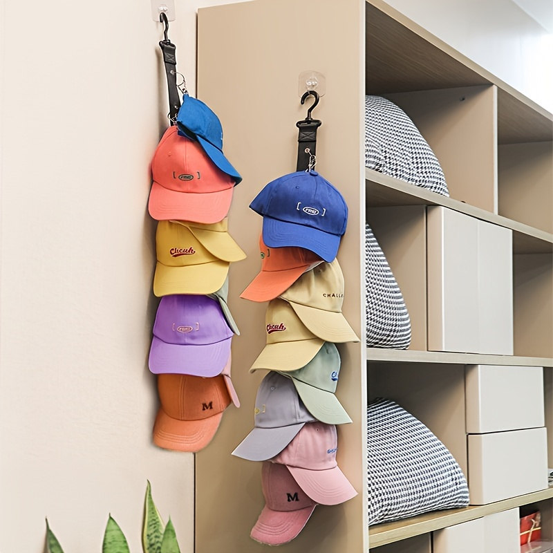 

1 Pc Baseball Storage Organizer, 8 Clips Hold Up To 16 Caps Hat Holders For Beanie Hanging Hat Rack