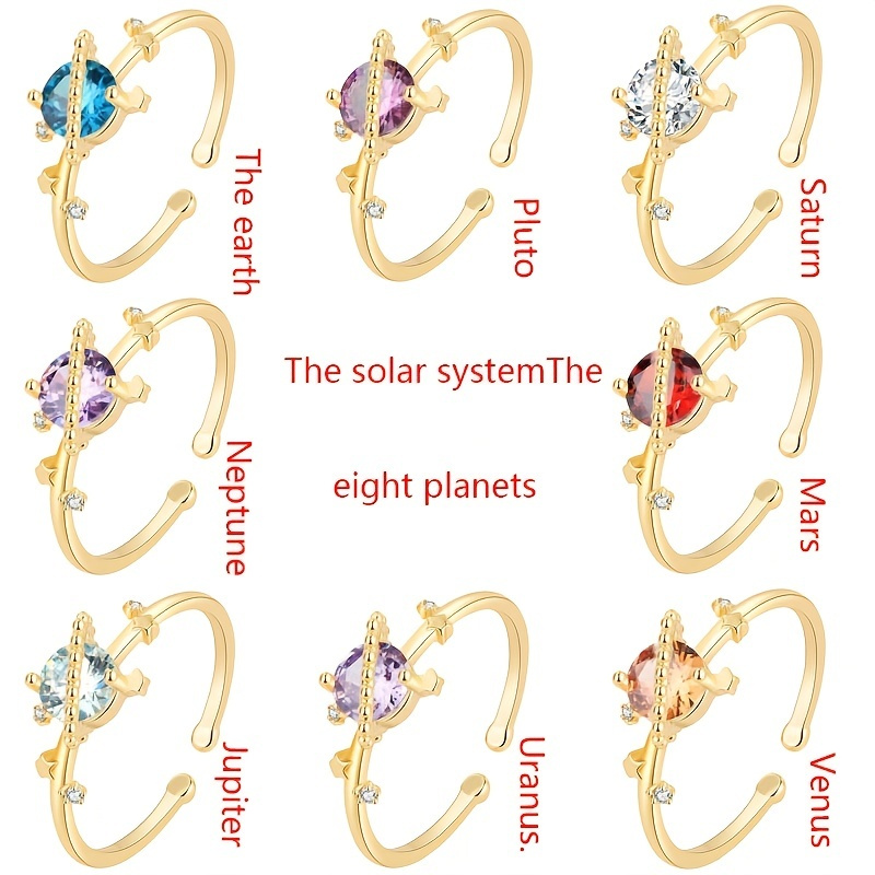 Cosmic Trail Planet Rings Women's Zircon Rhinestone Wedding Rings