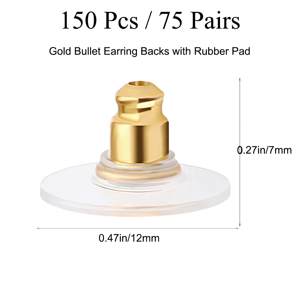 DIY Crafts Brass Bullet Clutch Safety Earring Backs Rubber Ear Stud  Replacement with Pad - Brass Bullet Clutch Safety Earring Backs Rubber Ear  Stud Replacement with Pad . shop for DIY Crafts