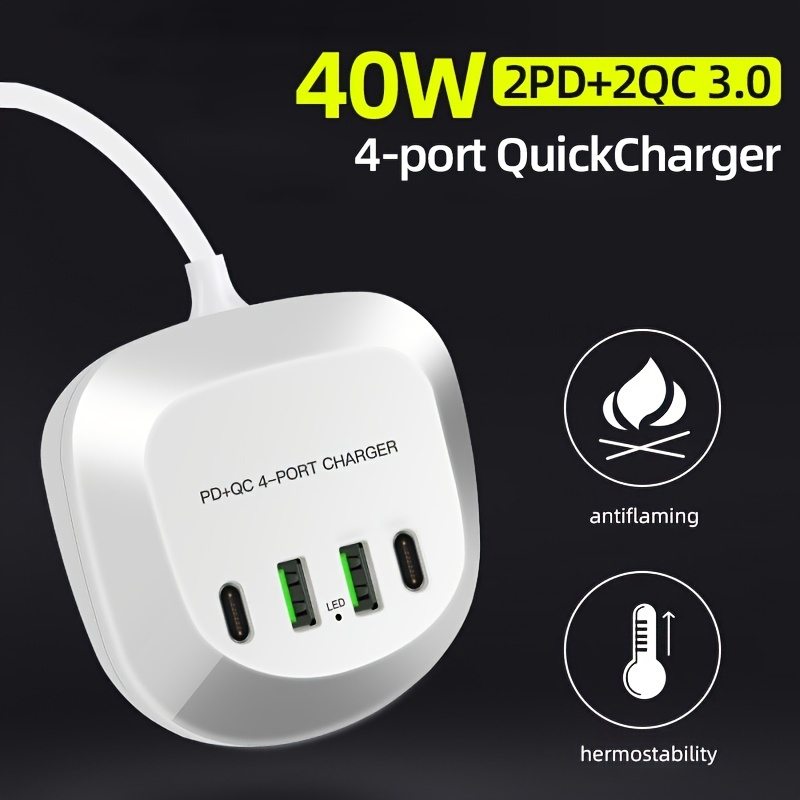 Usb Fast Charger 4 Port 2pd Port Fast Charging Station - Temu
