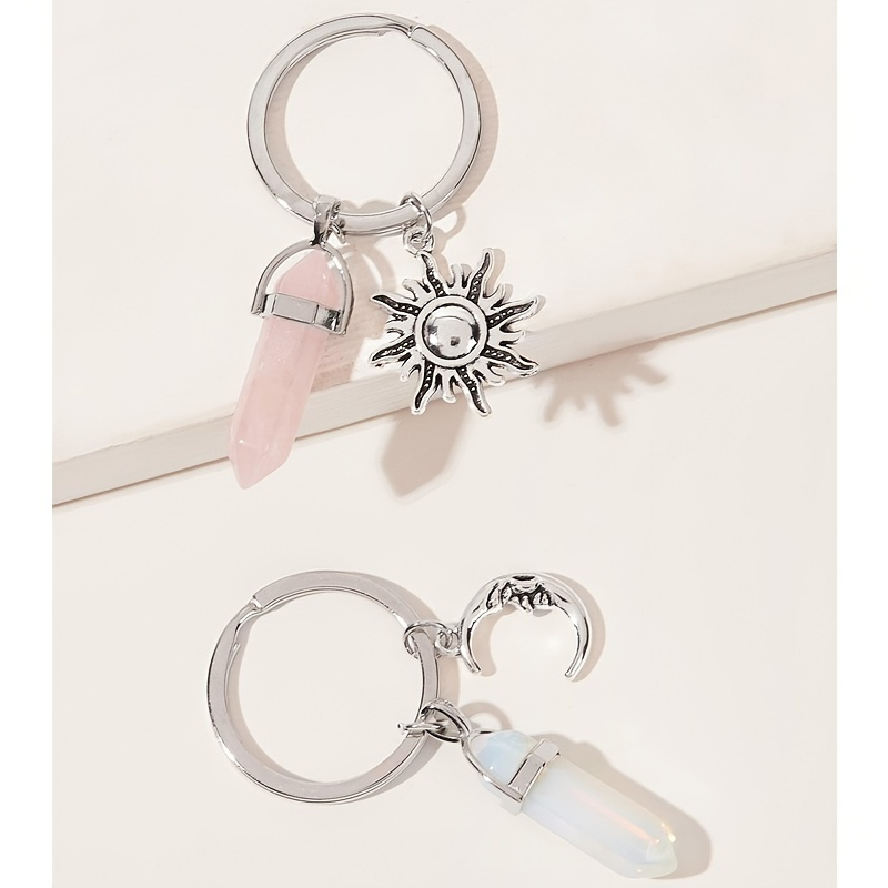 1 Porte-clés Unisexe À La Mode Orné De Cristaux, De Perles De Verre  Craquelées Et De Cristaux De Fleurs Explosives. Peut Également Être Utilisé  Comme Bracelets De Couple, Accessoires De Pendentif De