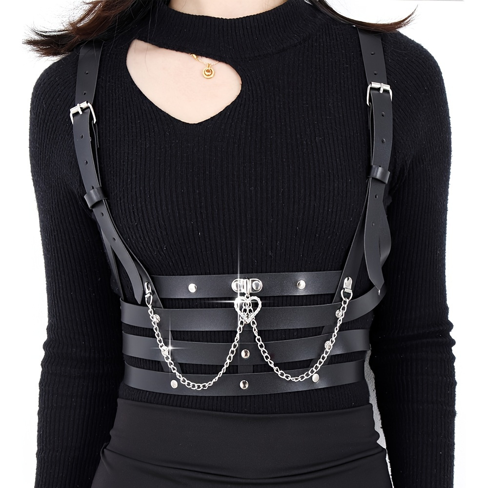 Punk Leather Harness Belt Gothic  Pu Leather Corset Accessories - Punk  Belt Chain - Aliexpress