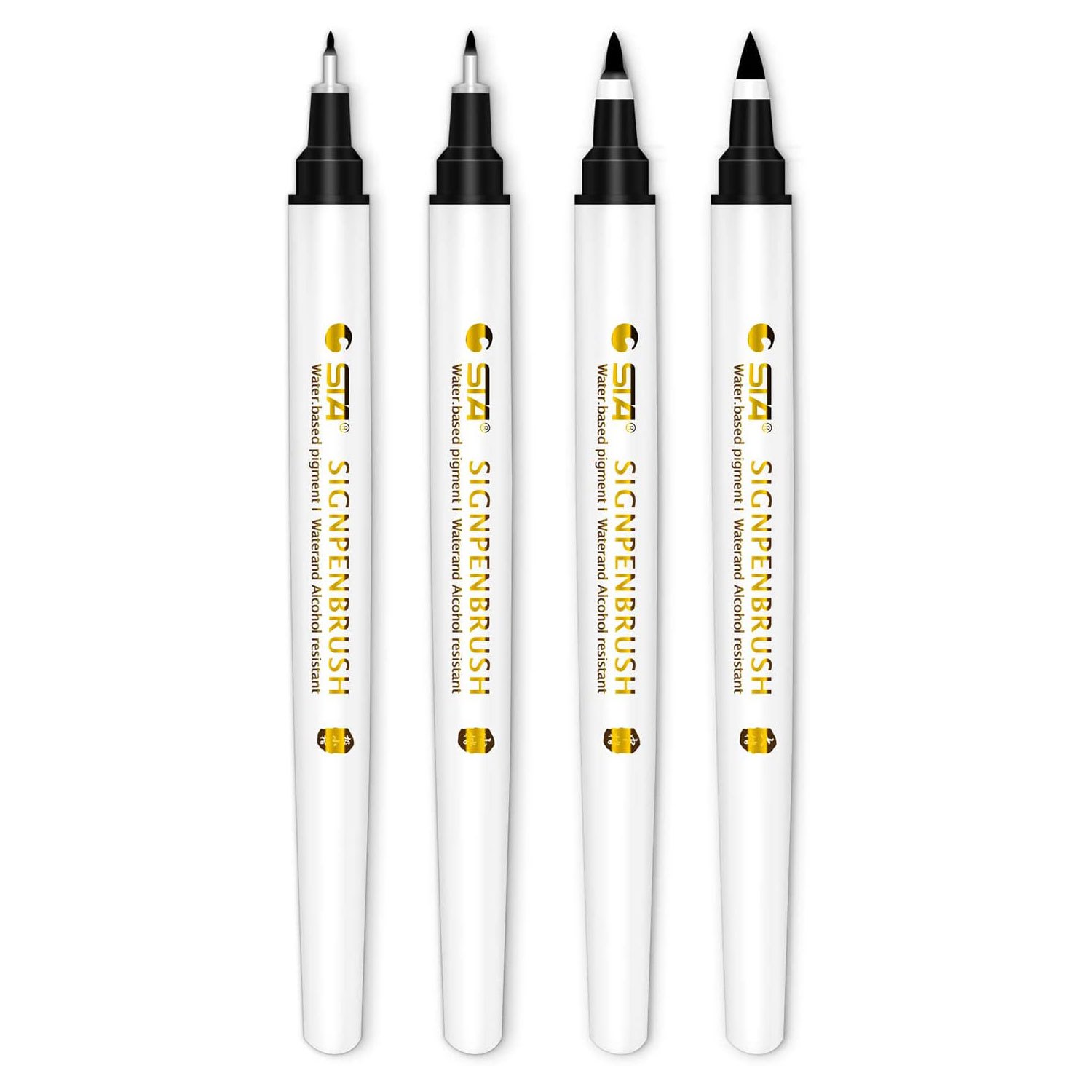 Hand Lettering Pens, Calligraphy Pens, Brush Markers, Soft and Hard Tip - 4  Pcs Black Ink Pen Set for Beginners Writing, Art Drawing, Sketching, Water
