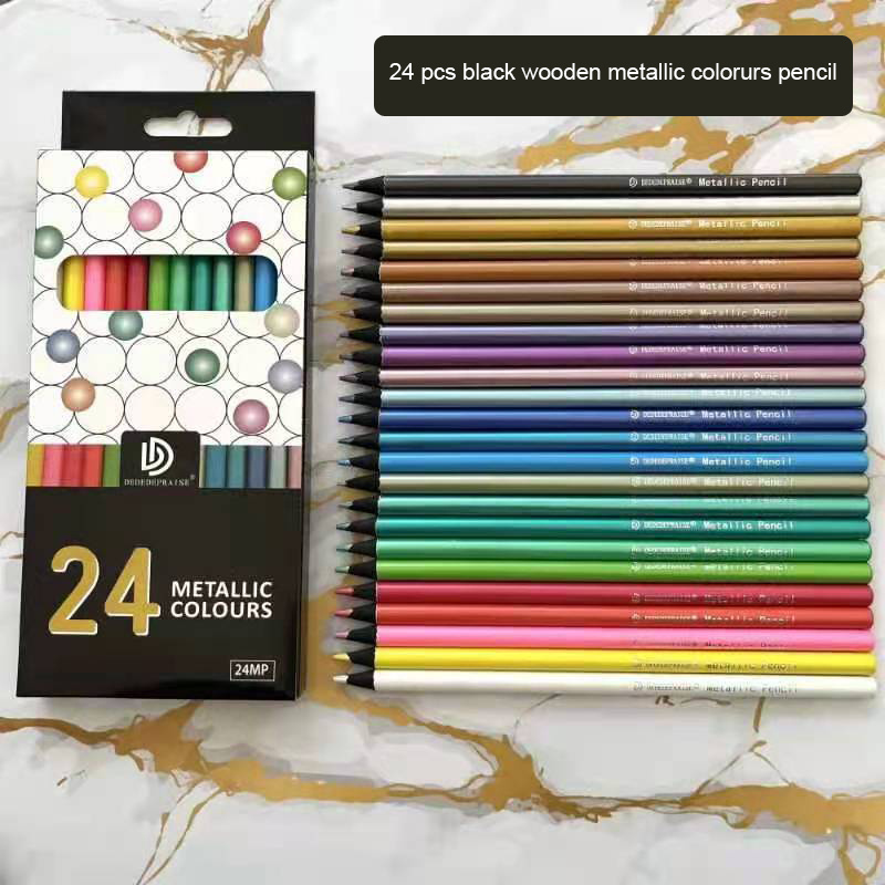 24 Colors Set Art Drawing Pencils For Adult Coloring Sketching Vibrant  Colors Non Toxic Coloring Pencil Set With 3 0mm Soft Lead Core For Artists  And Kids Metallic Colored Pencils