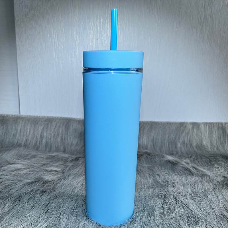 480ml Matte Pastel Straw Cup Reusable Plastic Straw Tumbler