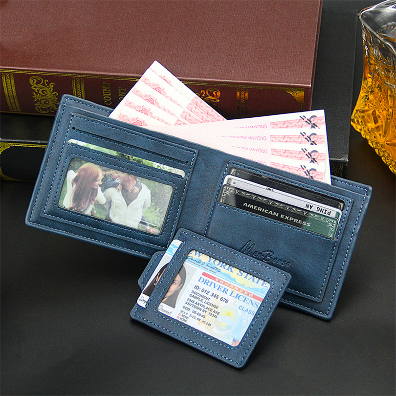 Mens Black Blue Pu Leather Wallet - Temu