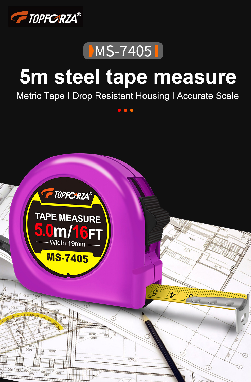 1pc 1.64ft Tape Measure, Self-locking Steel Retractable Ruler, Magnetic  Claw Tip Measuring Tape