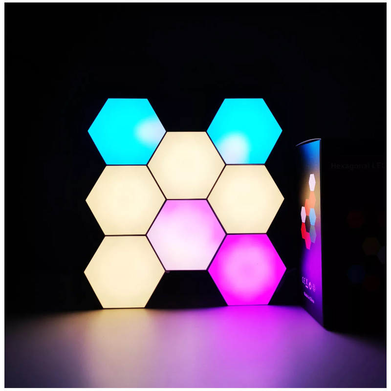 URAQT Lot de 8 lumières LED hexagonales, panneaux de jeu RVB