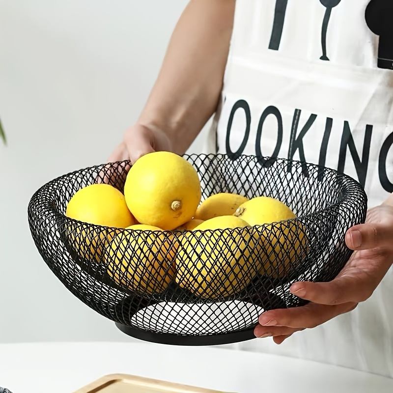 IBERG 2 Tier Fruit Basket Mesh Fruit Bowl - Basket Stand for Fruits  Vegetables Bread Snacks (Black)